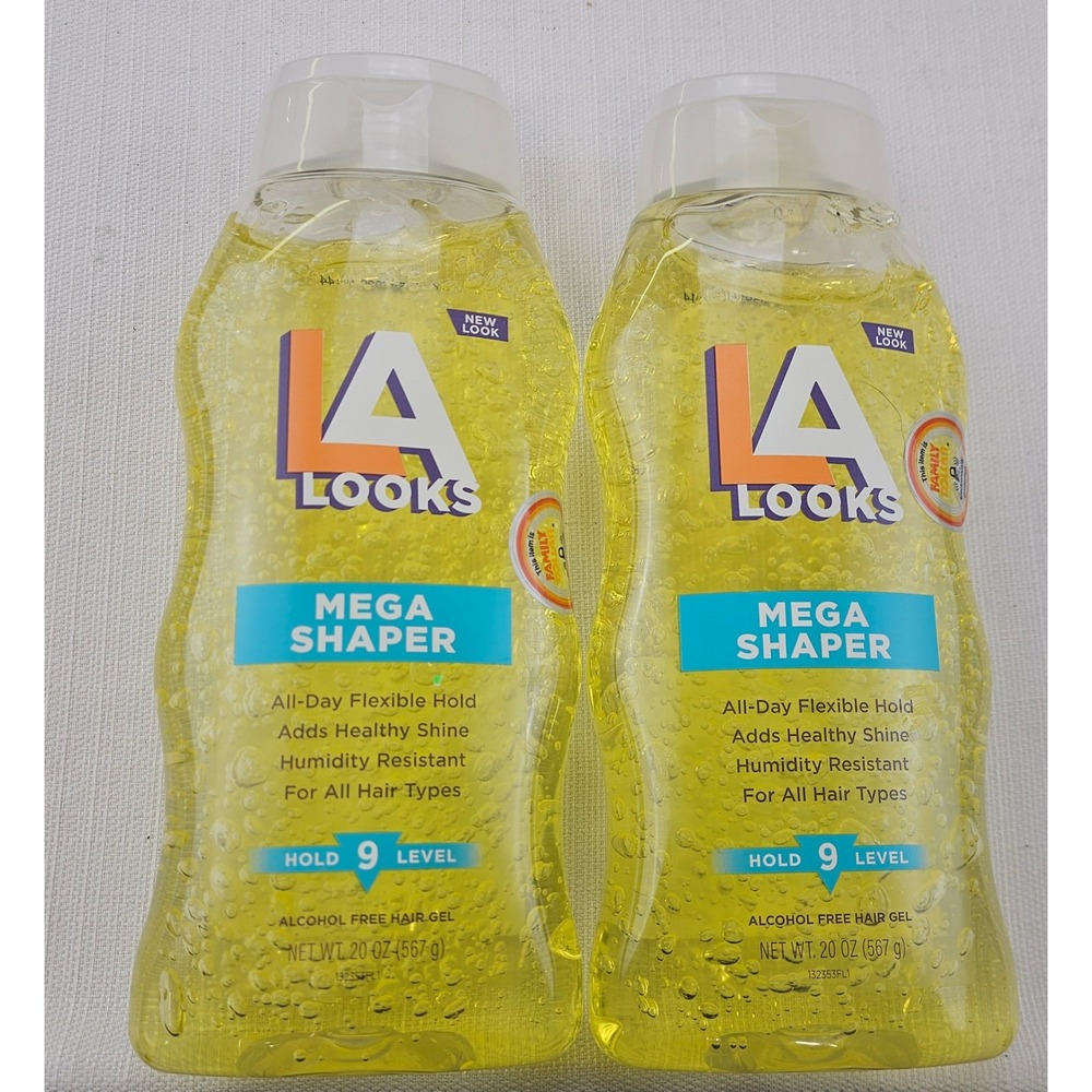 LA Looks Mega Shaper Alcohol Free Hair Gel Hold Level 9 All Hair Types 20 oz x 2